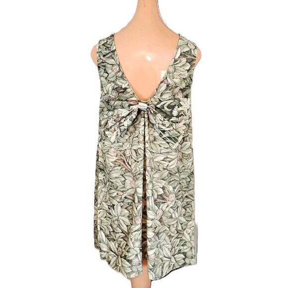 1960s Vintage Mod Floral Dress, Plunging Bow Back, Slip On, Handmade, XS - Picture 1 of 5